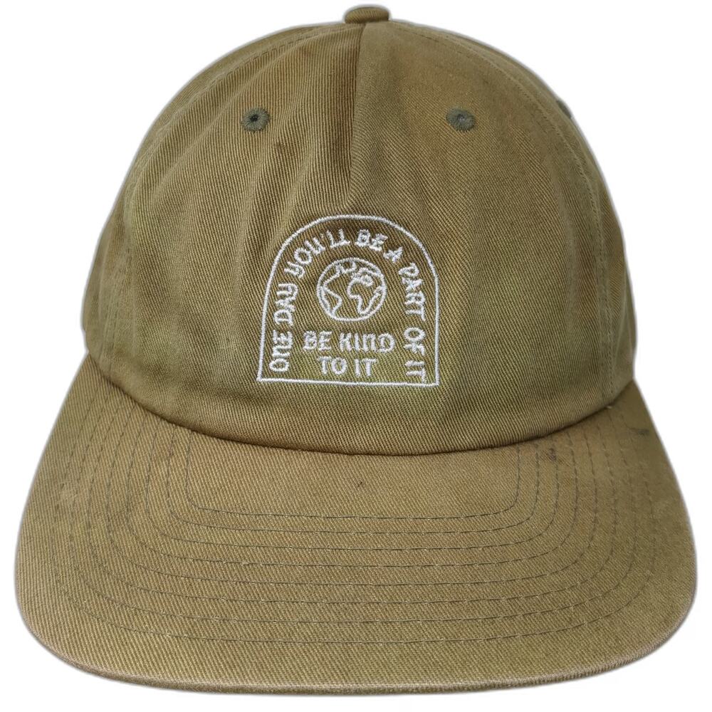 Everlane You Know Baseball Cap Green OSFM Leather Strapback Be Kind Globe Hat
